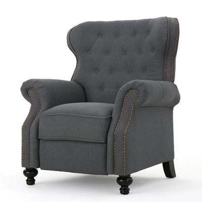 Accented Push Back Recliner Chair With Rolled Arms, Enjoy Cocooning Comfort