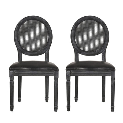 French Country Dining Chair With Cane Backrest (Set of 2)