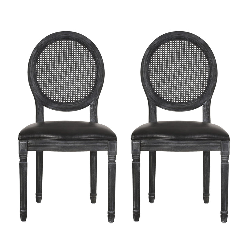 French Country Dining Chair With Cane Backrest (Set of 2)