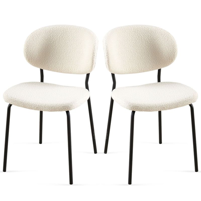 Boucle Dining Chairs, Dining Chairs With Metal Legs For Dining Room, Kitchen, Living Room