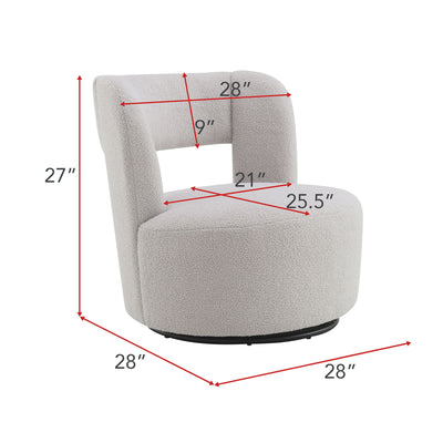 Swivel Comfy Round Barrel Chair With Soft Teddy Fabric For Living Room