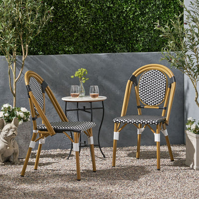 Outdoor Rattan And Aluminum French Bistro Chair Set