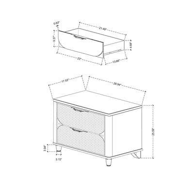 Laura - Nightstand With Sleek Frame And Fronts - Silver