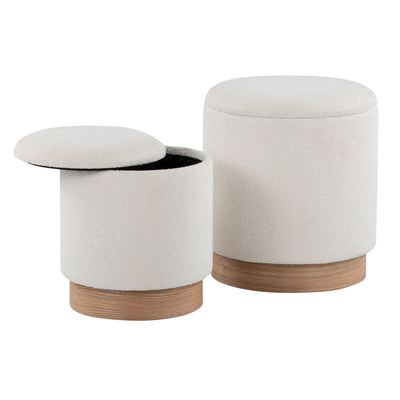 Marla - Contemporary, Nesting Ottoman Set - Natural / Cream