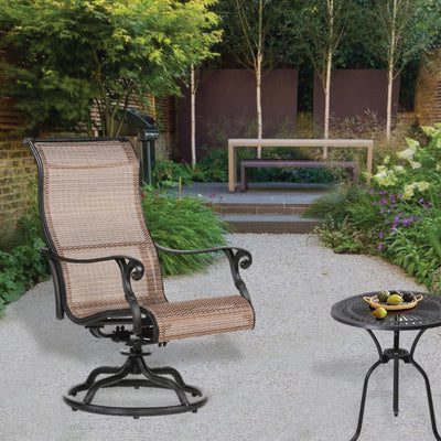 Patio Outdoor Sling Swivel Rocker With Aluminum Frame, All-Weather Furniture (Set of 2) - Bronze