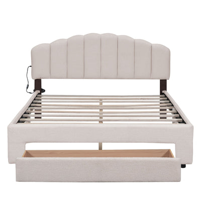Upholstered Platform Bed With Drawer