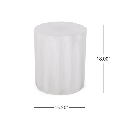 Outdoor End Table With Soft Wave Edge - Antique White