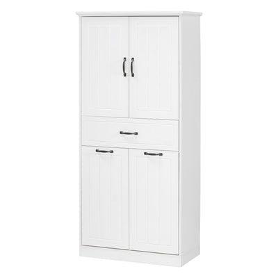 Modern Bathroom Storage Cabinet With Two Laundry Baskets, One Drawer, Adjustable Shelf