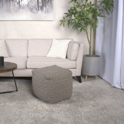 Amuleto - Hand Loomed Cotton Pouf - Dark Gray / Brown