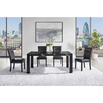 Dining Table And 4 Padded Chairs - Black