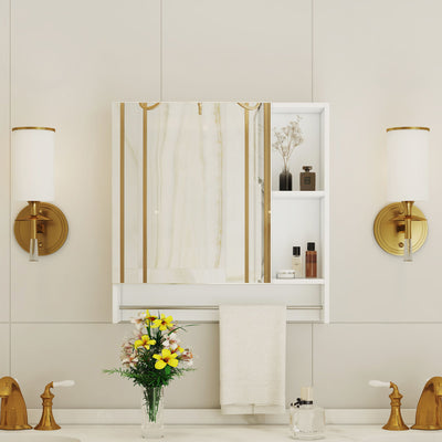 Bathroom Mirror Medicine Cabinet Wall Mounted With Shelves