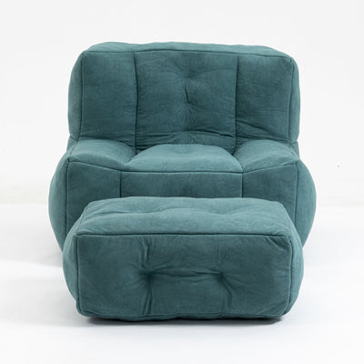 Modern Indoor Fluffy Bean Bag Chair With Memory Foam And Ottoman, Super Soft