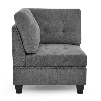 Modular Corner Sofa With Chenille Upholstery - Gray