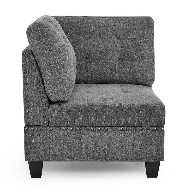 Modular Corner Sofa With Chenille Upholstery - Gray