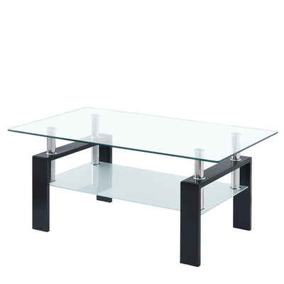 Luxury Modern Tempered Glass Coffee Table With 2 Layers