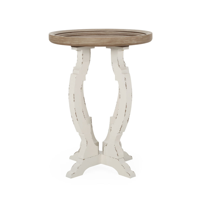French Country Style Accent Table With Hourglass Design