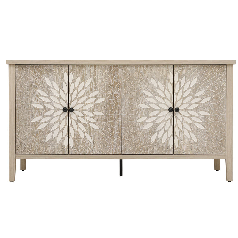 Modern Storage Cabinet With 4 Doors & Adjustable Shelves