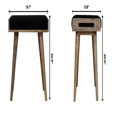 Velvet Tray Style Footstool - Black