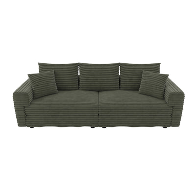 Plush Corduroy 4 Seat Sofa, Modern Comfy Upholstered Sofa Cloud Couch, Deep Seat Couches With Soft Pillows