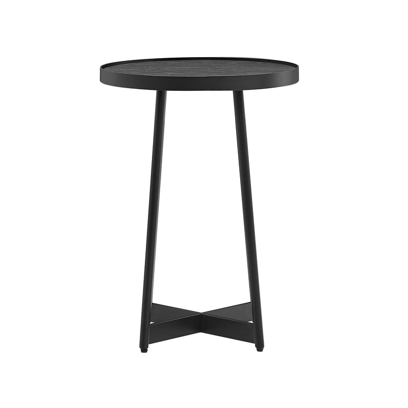 Ranlo - Round Accent Table With Geometric Legs - Black
