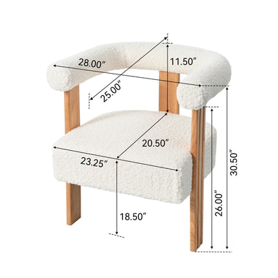 Mid-Century Modern Barrel Accent Chair, Upholstered Kitchen & Dining Room Chairs With Arms, Teddy Velvet Boucle Accent Chairs Side Chairs For Kitchen Living Room Bedroom - White