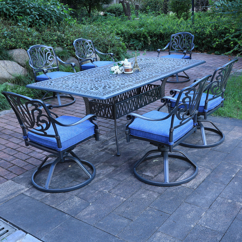 Rectangular Long Dining Set With Sunbrella Cushions