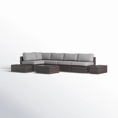 Wicker Sectional Seating Group With Plush Cushions