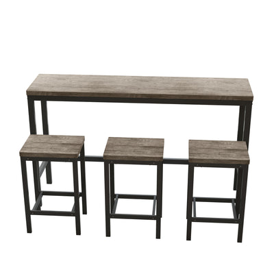 Modern Design Long Dining Table Set With 3 Stools