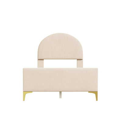 Upholstered Platform Bed With Classic Semi-Circle Shaped Headboard