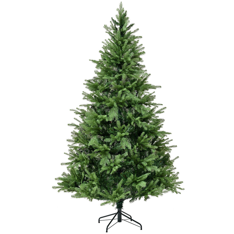 Unlit 7Ft Christmas Tree With Dense Branches, Hinged Design, Realistic Look - Green