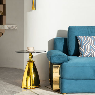 Modern Living Room Coffee Table With Tempered Glass Carbon Steel - Gold