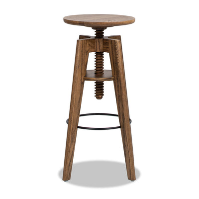 Spencer - Minimalist Oak Adjustable Bar Counter Stool - Walnut Brown Oak