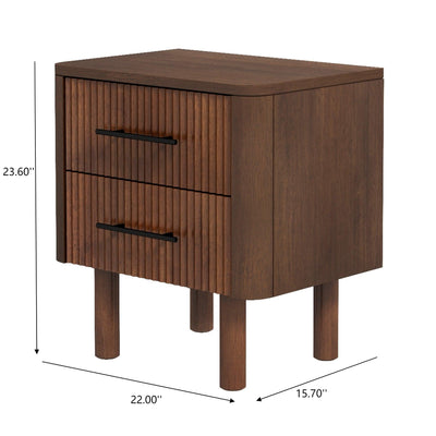 Logan - Mid-Century Modern Nightsd Bed Side Tables With 2 Drawers - Brown