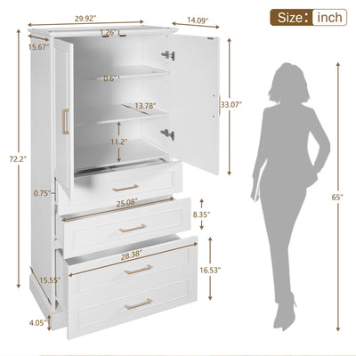 Freestanding Bathroom Cabinet With 3 Drawers, Adjustable Shelf, Soft Close Doors