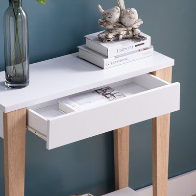 Modern Two Toned Console With Two Shelves