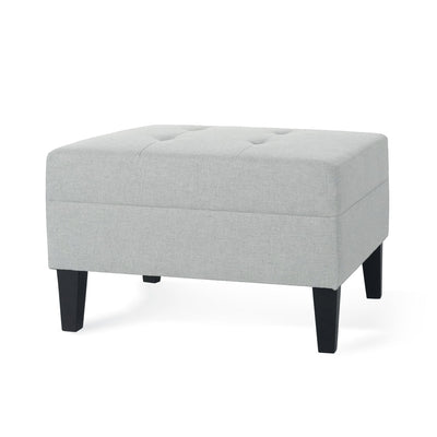 Classic Ottoman With Birch Wood Legs And Fabric Upholstery