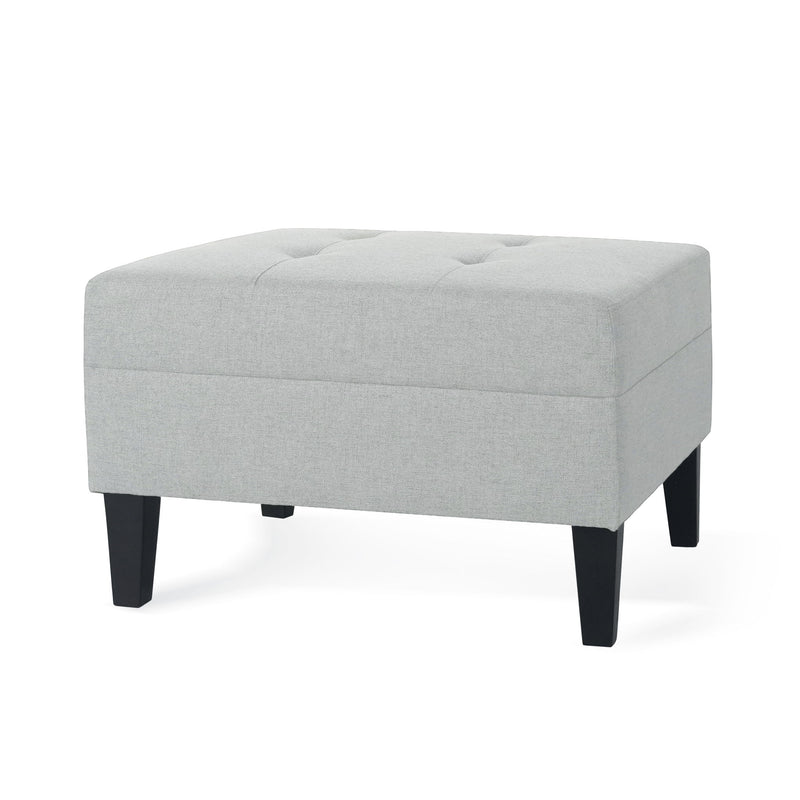 Classic Ottoman With Birch Wood Legs And Fabric Upholstery