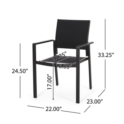 Baird - Outdoor Mesh And Aluminum Dining Chairs - Black