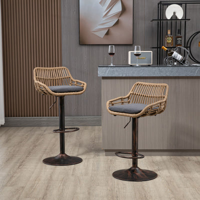 Modern Swivel Bar Stools Adjustable Counter Chairs With Footrest (Set of 2)