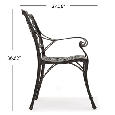 Patio Cast Aluminum Outdoor Dining Chairs (Set of 2) - Bronze