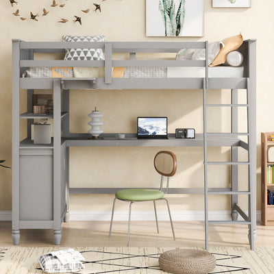 Loft Bed With Drawers With Desk And Shelves