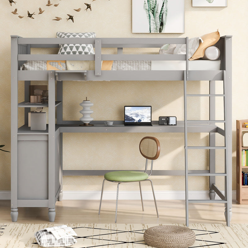 Loft Bed With Drawers With Desk And Shelves
