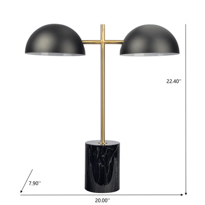 Nova - Hydro Table Lamp With On / Off Switch Double Lamp - Black / Gold / Marble