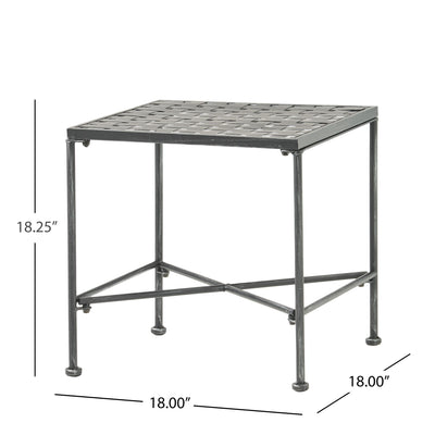 Outdoor Square Side Table With X Shaped Iron Frame - Black