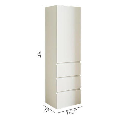 Elise - Slim Modular Wood Closet Cabinet With Drawers In Durable Melamine And Wood 71" Height - White