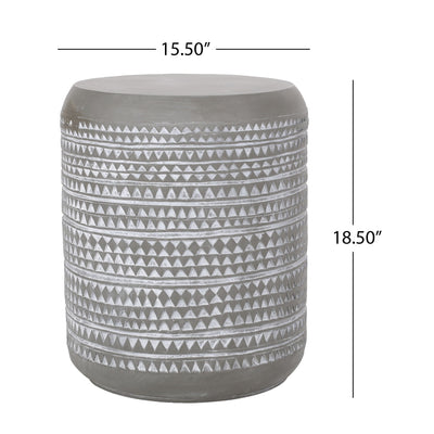 Outdoor Side Table With Cylindrical Shape - White