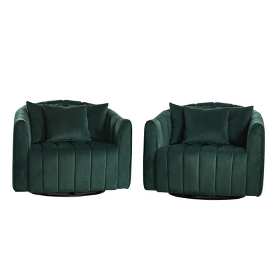 Upholstered Oversized 360° Swivel Accent Barrel Chair And Half Cozy Sofa With 3 Pillows