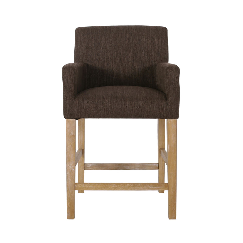 Charmed Upholstered Counter Stool With H Frame Base And Round Arms