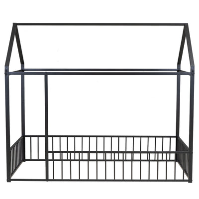 Metal Bed House Bed Frame With Fence
