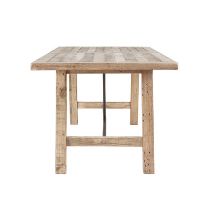 Rustic Dining Table With Metal Support - Natural